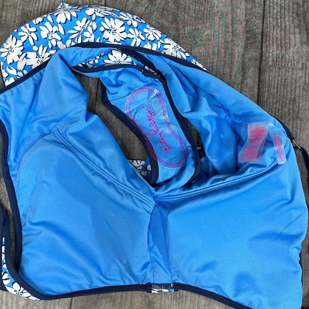 Lilly Pulitzer Baela Swimsuit in Lunar Blue Palm Beach Petals NWT [1457] - Picture 6 of 11